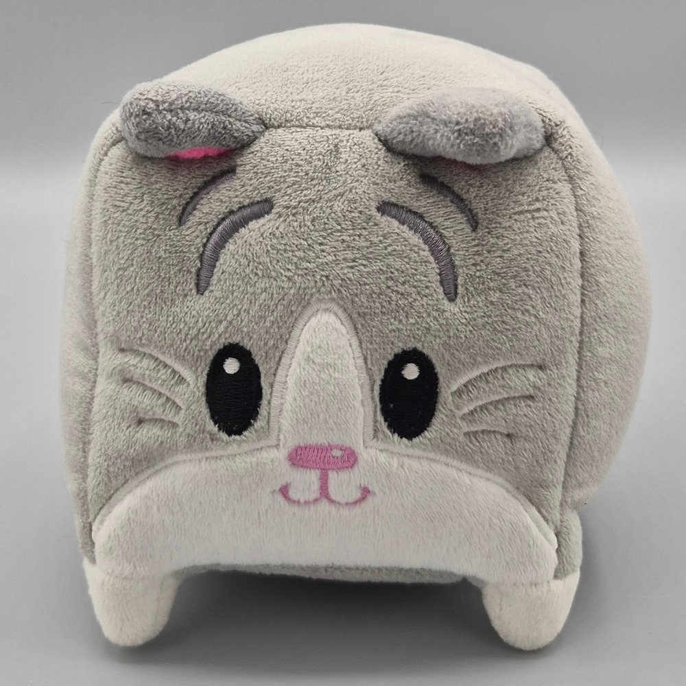 American Greetings Gray Cat‎ Cube Plush Stuffed Animal Square Kitten Toy White